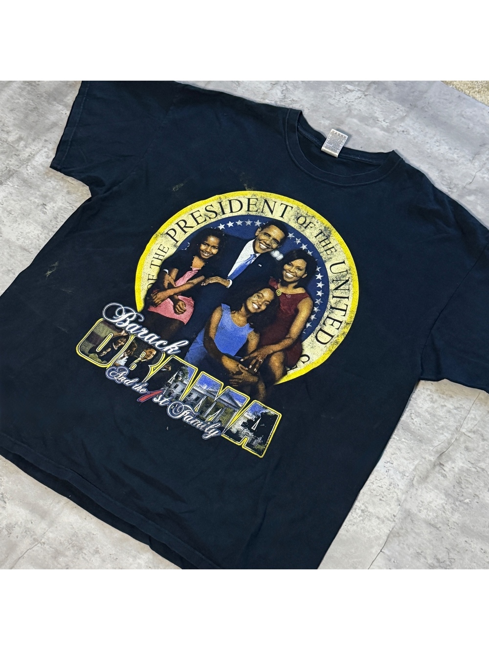 Vintage Barack Obama Presidential Family T-Shirt Black 3XL